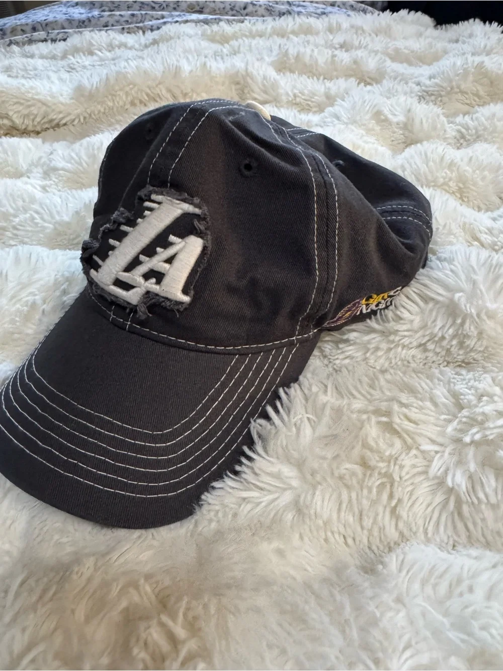 Black LA Baseball Cap with White Embroidered Logo